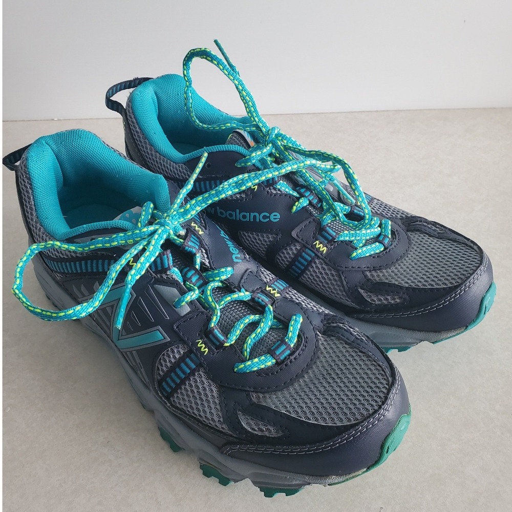 New Balance 410v4 Trail Running Shoes Grey Blue Green WT410GS4 Womens Size 8